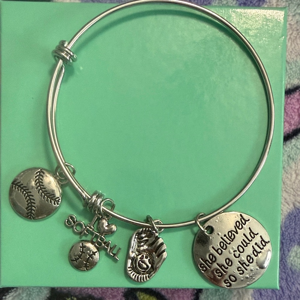 Silver Softball Charm Bracelet